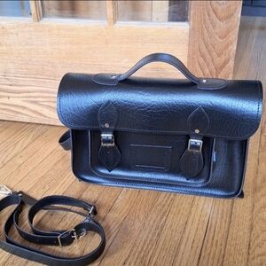 Zatchels Black Leather Satchel Backpack Batchel Bag